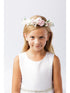 Girls Pink White Flower Adorned Ribbon Back Special Occasion Hair Wreath Crown - SophiasStyle.com